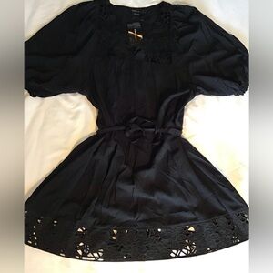 BCBGMaxAzria Black Dress with Floral Embroidered Lace